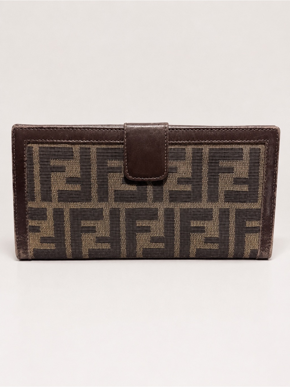 Fendi Brown Zucca Canvas & Leather Long Wallet | Vintage | Made in Italy